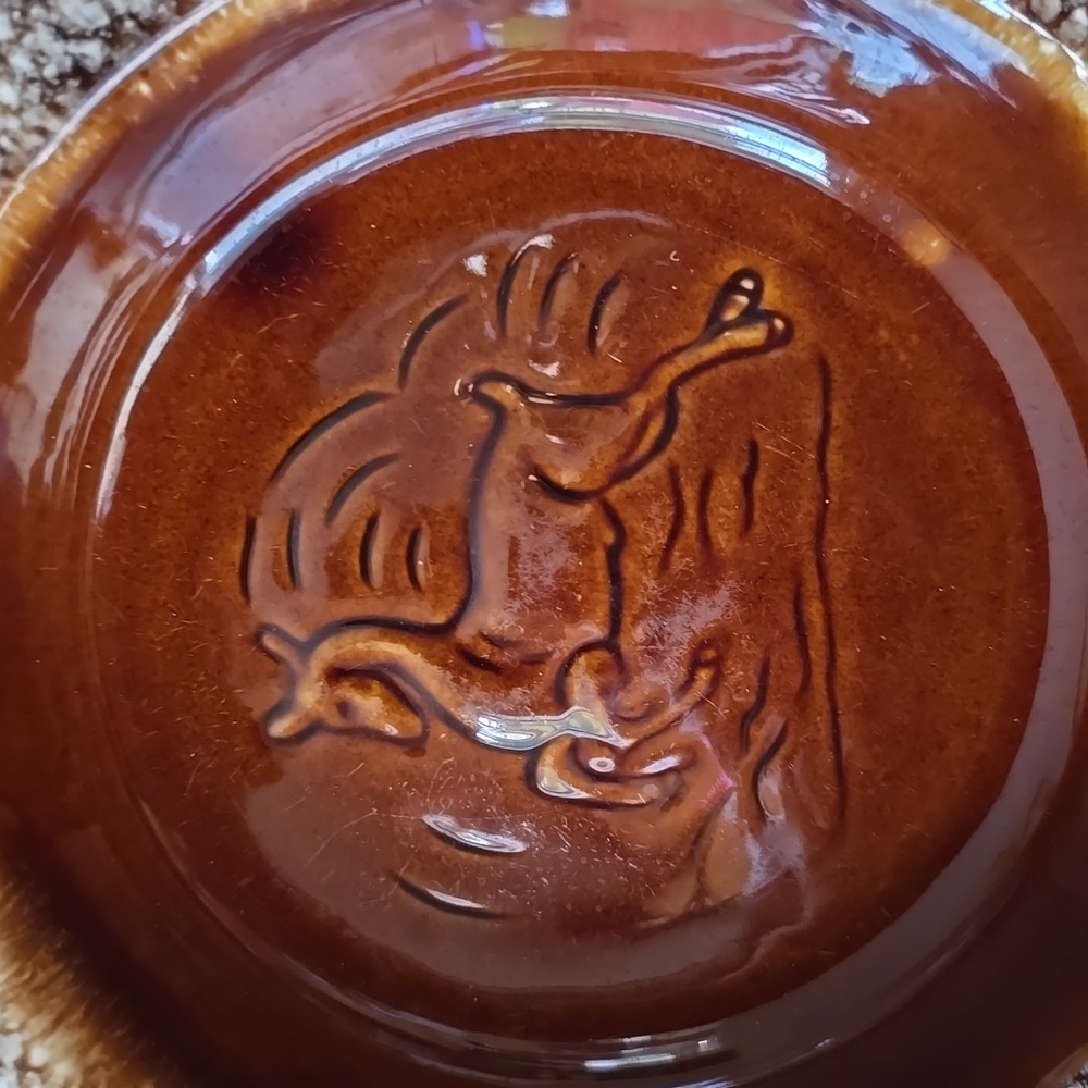 Hull USA Vintage Brown Drip Stag Ashtray Cottagecore Cabin Camp Mid Century - Picture 2 of 6